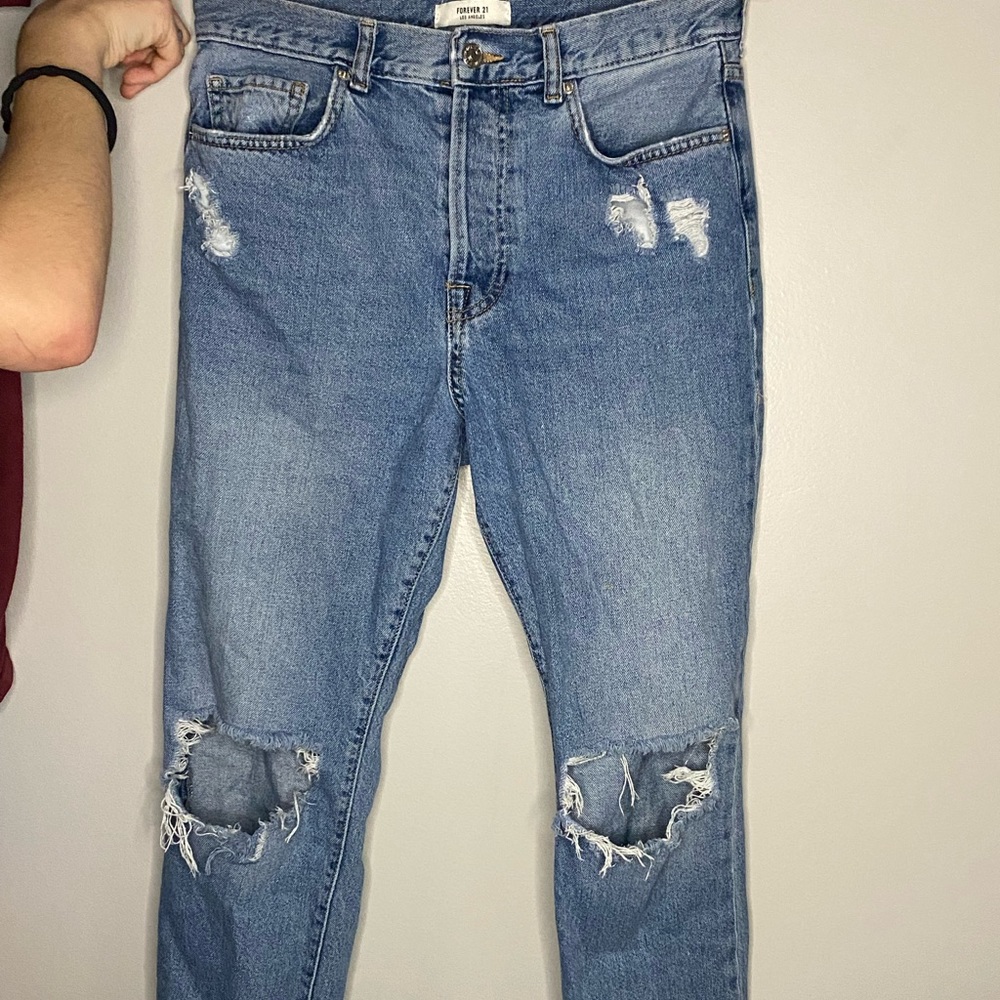 High Waisted Ripped Mom Jeans